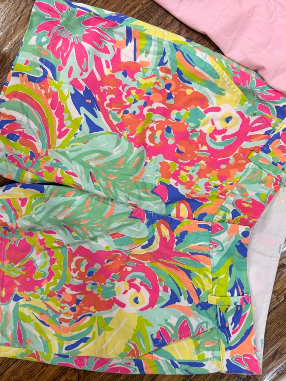 Lilly Pulitzer Pink Floral Shorts with Mint and Yellow Accents